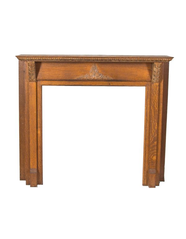 early 20th century antique american salvaged chicago victorian-era carved oak wood interior residential fireplace mantel 