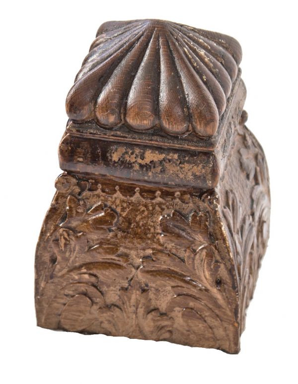 remarkable 19th century american victorian-era salvaged chicago solid carved oak wood newel post finial 