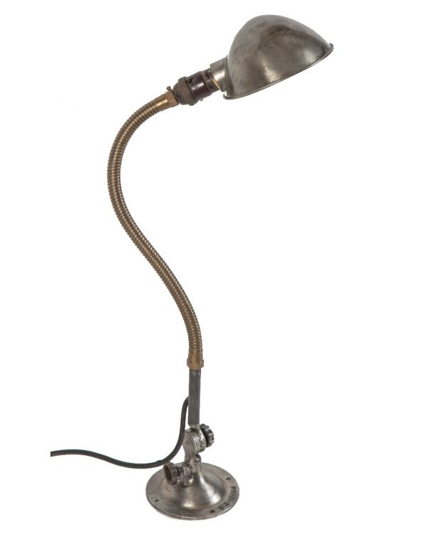 single refinished vintage american industrial adjustable factory machine lamp with rolled rim parabolic shade
