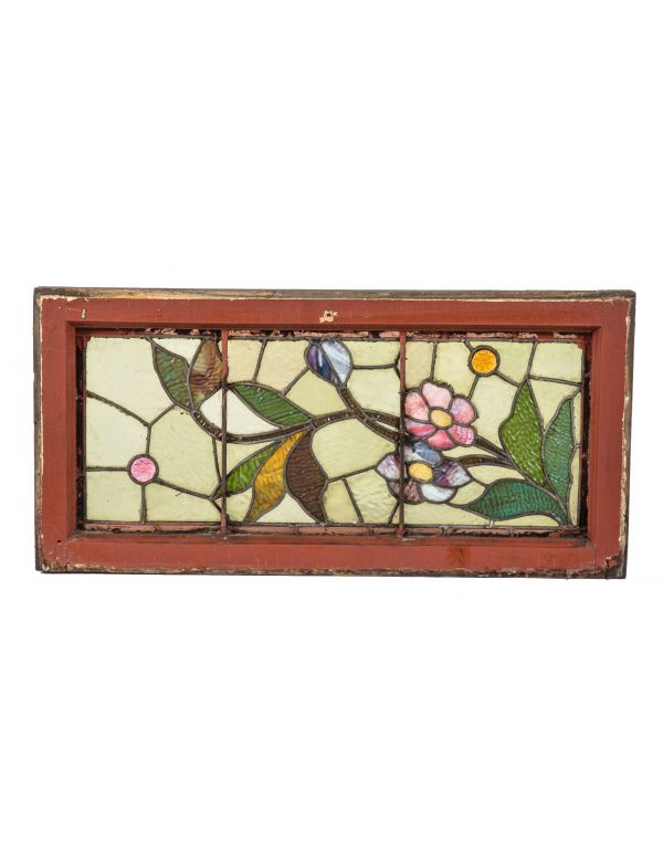 one of two nearly identical 19th century victorian era salvaged chicago stained glass residential transom window