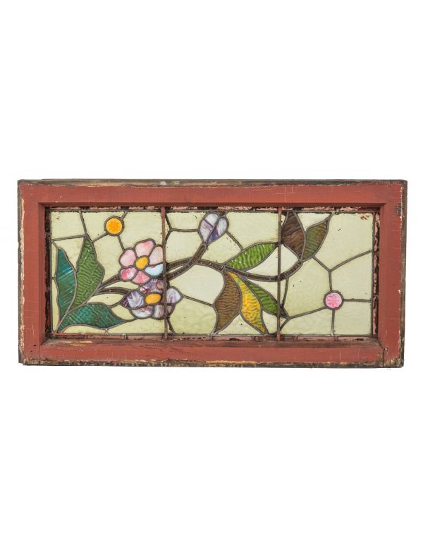 original 1880's intact and structurally sound american victorian era salvaged chicago stained glass transom window 