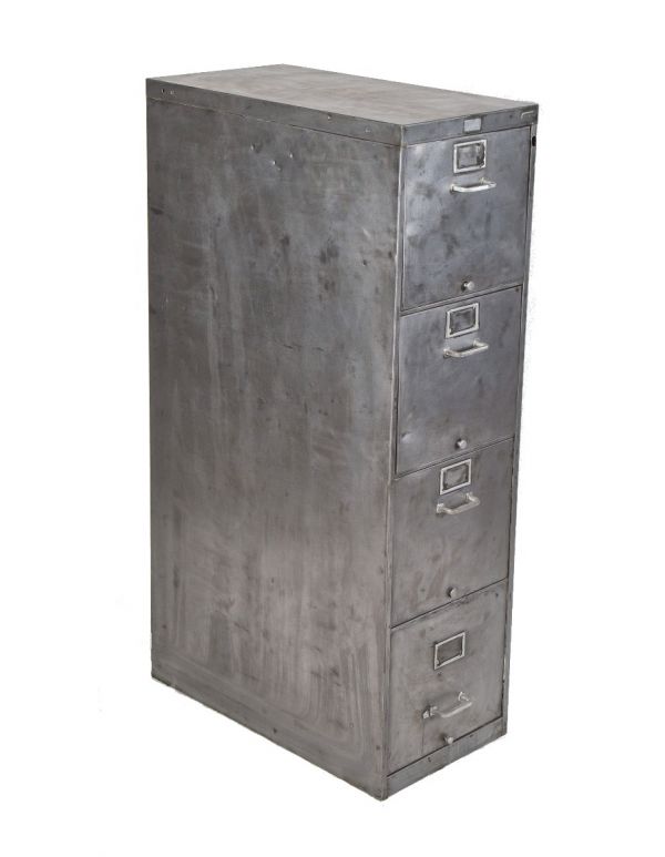 hard to find vintage american industrial salvaged chicago general fireproofing steel filing cabinet with drop-down drawers