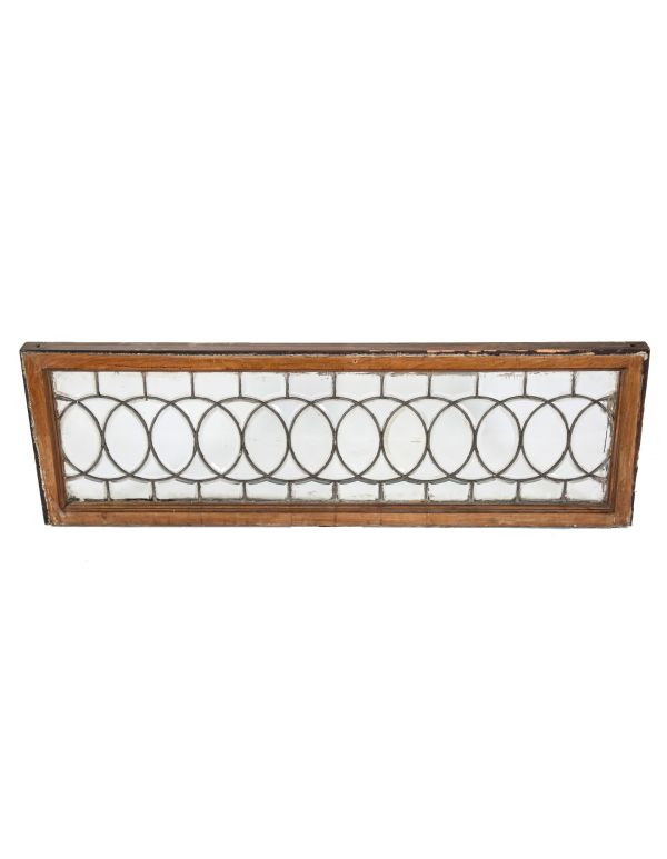 rare late 19th century strongly geometric all-beveled leaded glass residential transom window with original sash frame 