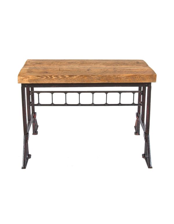 highly desirable early 20th century salvaged chicago industrial "sani" factory lunchroom cast iron table base