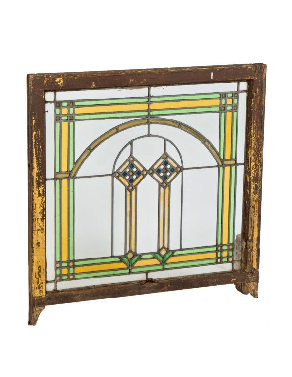 one of four highly sought after salvaged chicago interior residential strongly geometric bungalow art glass windows