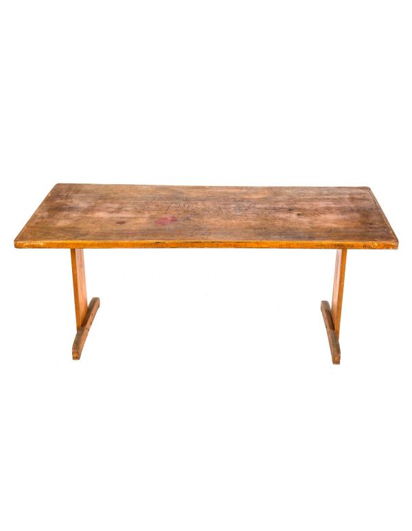original salvaged chicago depression-era streamlined style hardwood chicago public school classroom table 