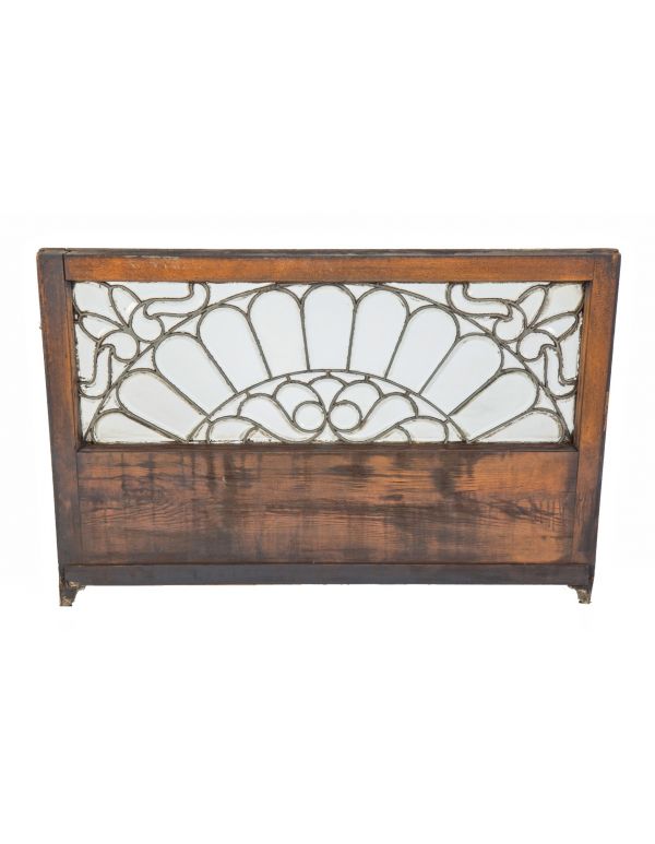 one of two matching antique american victorian era 19th century beveled edge leaded glass window with intact oak wood sash frames
