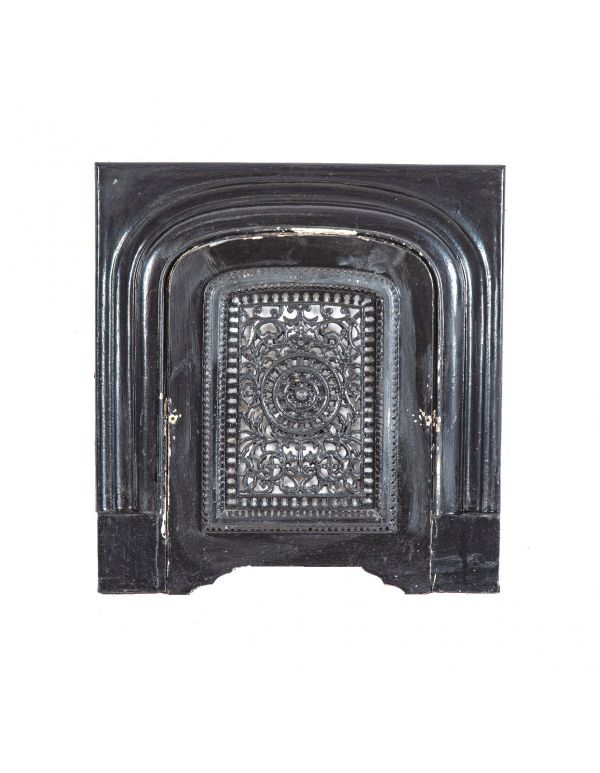 original and intact 1870's post-fire chicago italianate residence ornamental cast iron summer cover and matching surround 