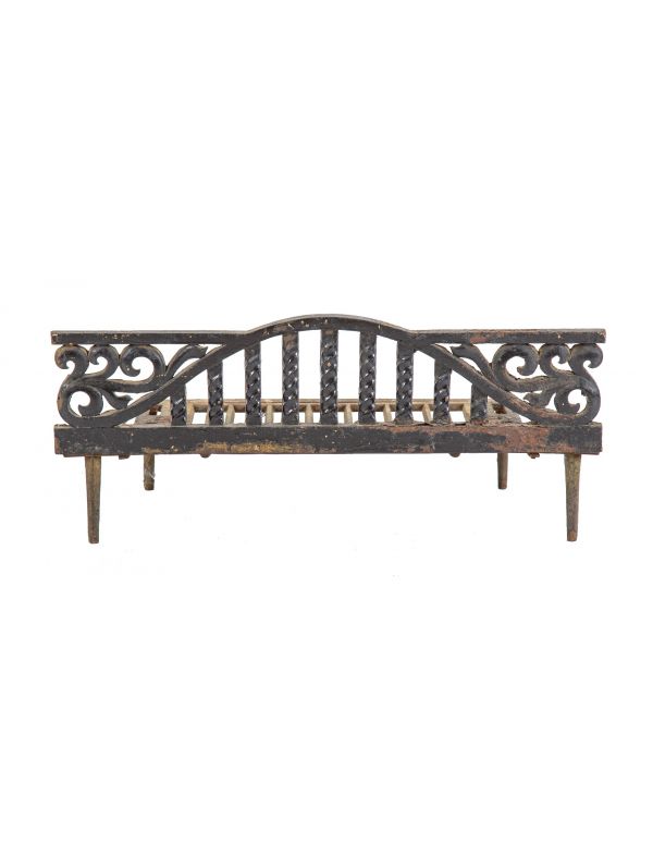 19th century salvaged chicago ornamental cast iron interior residential fireplace coal or wood basket 