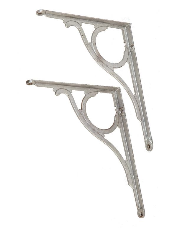 two matching highly sought after antique american lavatory toilet high tank cast iron support brackets 
