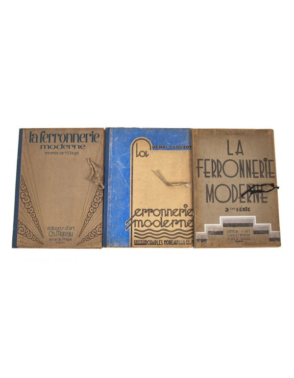 group of three la ferronneric moderne french art deco plate folders owned by architectural firm of mundie and jensen