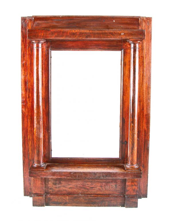 solidly built 19th century interior residential salvaged chicago quarter-sawn oak wood pier mirror with original finish 