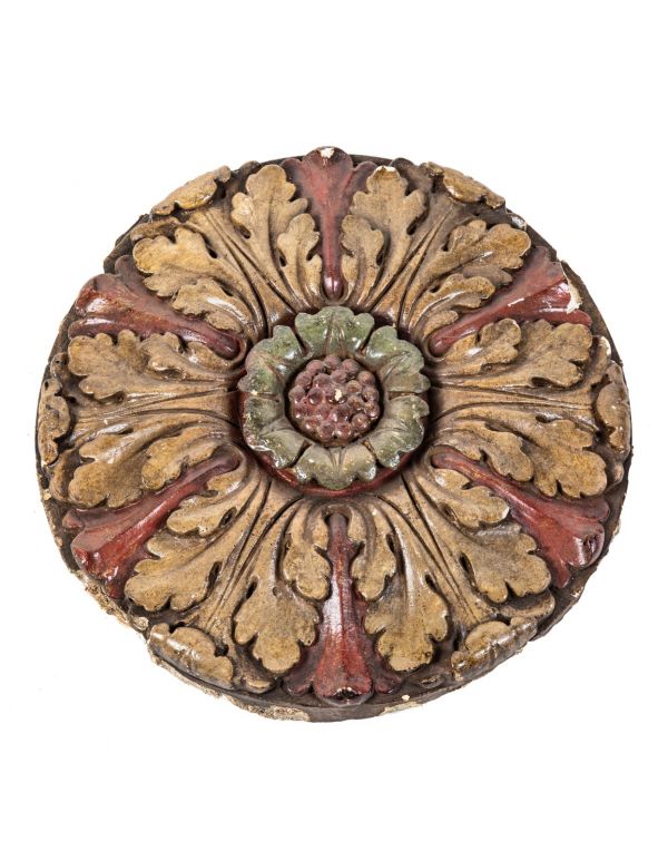early 20th century salvaged chicago historically important lawndale theater cast plaster rosette with original polychrome enameled finish 