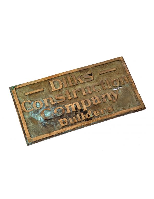 original historically important cast bronze dirks construction company exterior city builder plaque 