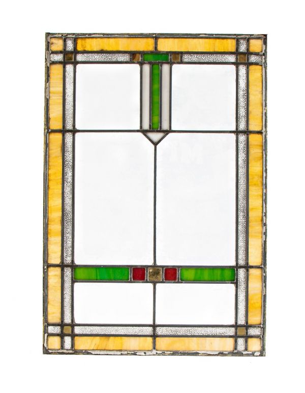 original 1920's salvaged chicago prairie style strongly geometric interior residential bungalow art glass window 