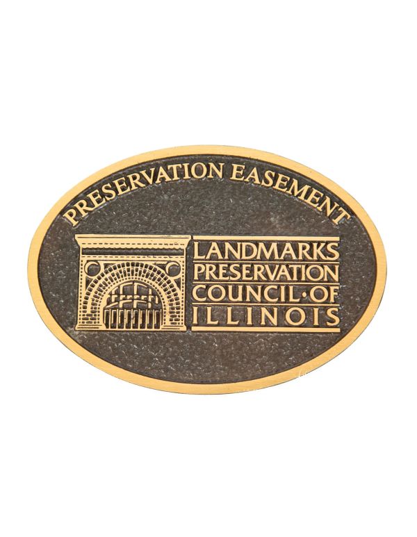 "new old stock" two-tone single-sided cast bronze landmarks preservation council of illinois easement building plaque 