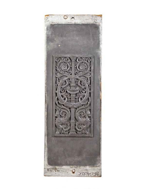 original oversized mounted foundry pattern for ornamental bronze jewelers building elevator cage panel 