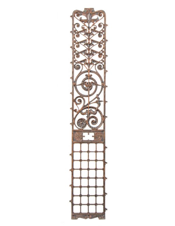 original late 19th century interior copper-plated ornamental cast iron manhattan building elevator grille