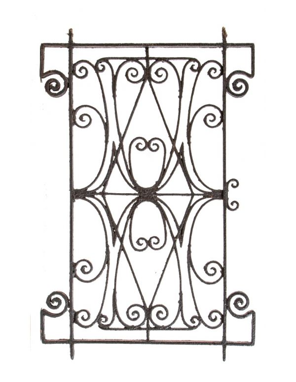 exceptional oversized 19th century salvaged chicago black enameled wrought iron residential window grille