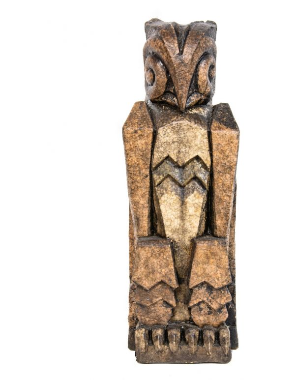 original 1929 american art deco style salvaged chicago richman brothers polychromed terra cotta figural owl