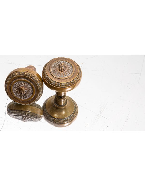 one of two matching custom-designed early 20th century cast bronze land, title and trust building doorknobs designed by d.h. burnham and company 