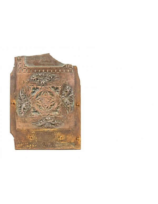 louis h. sullivan-designed copper-plated ornamental cast iron chicago stock exchange building elevator pilaster panel fragment 