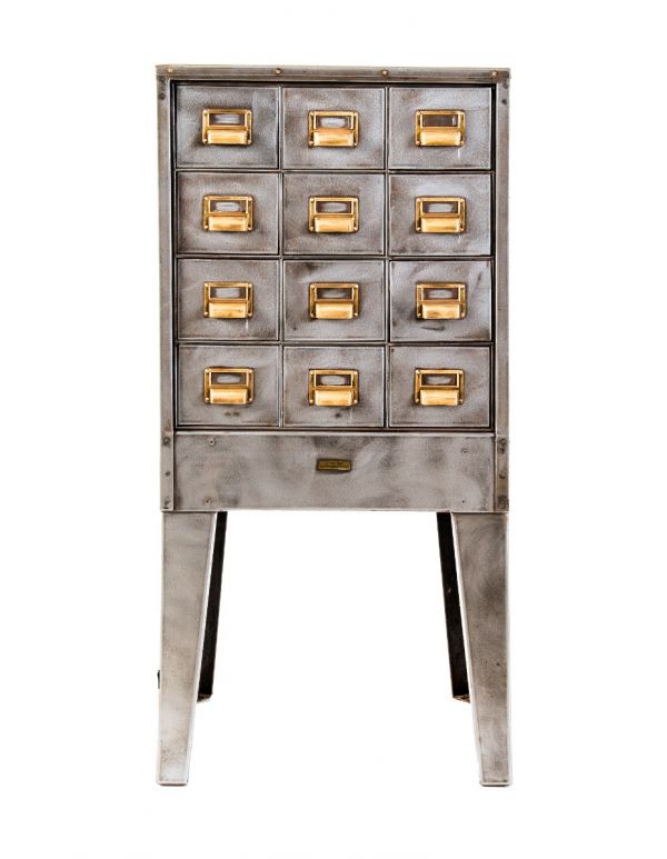 highly sought after early 20th century "steel age" commercial office building freestanding filing drawer cabinet 