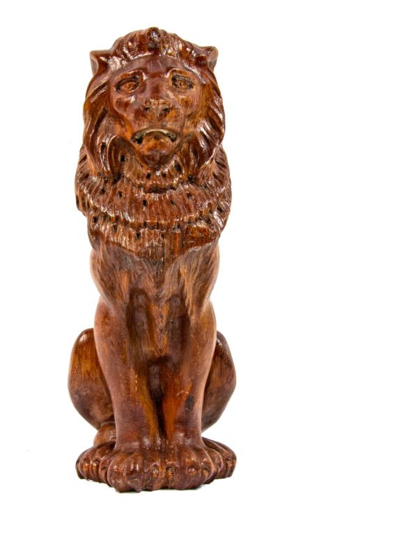 19th century american full-figured solid cherry wood salvaged chicago interior residential rearing lion with intricately carved features