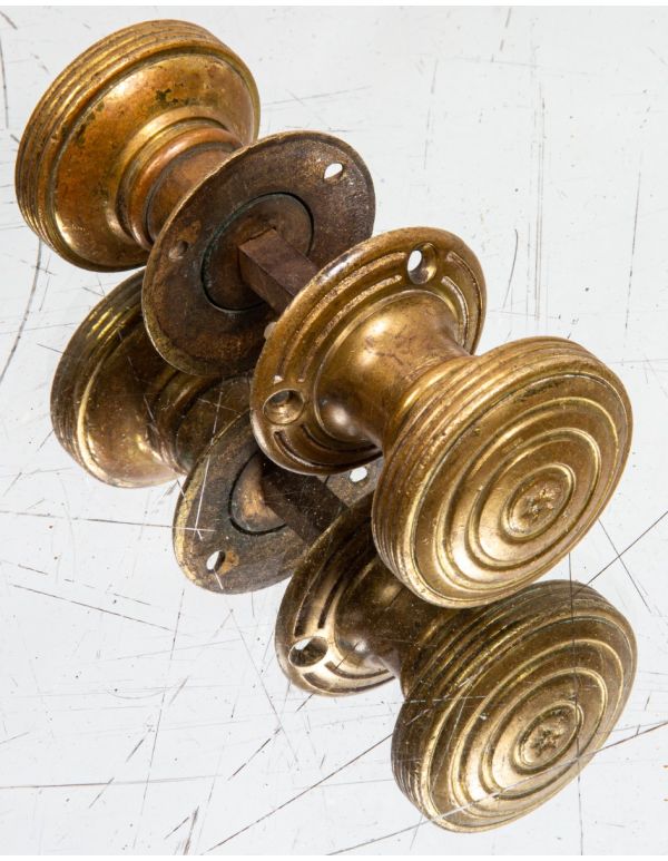 matching set of 19th century original heavy cast brass pullman sleeping car adlake doorknobs and rosettes