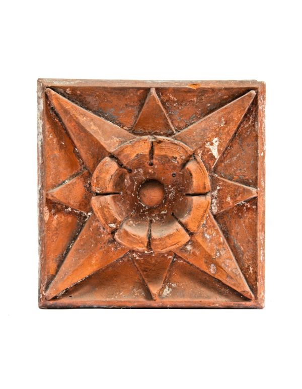 unusual late 1870s chicago terra cotta company unglazed commerical building terra cotta block with 8-pointed star
