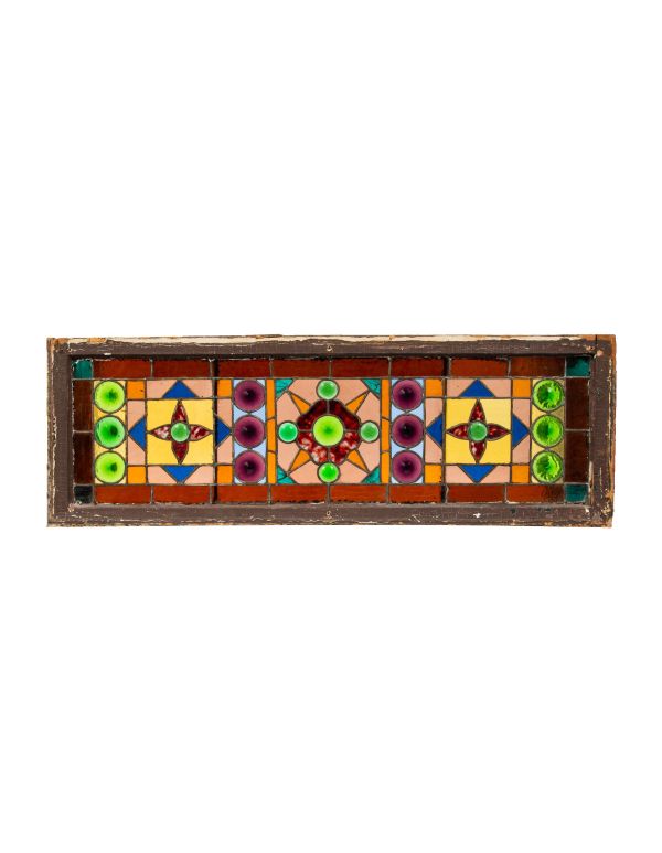 stunning 1880s salvaged chicago interior residential stained glass transom window bedecked with oversized rondels