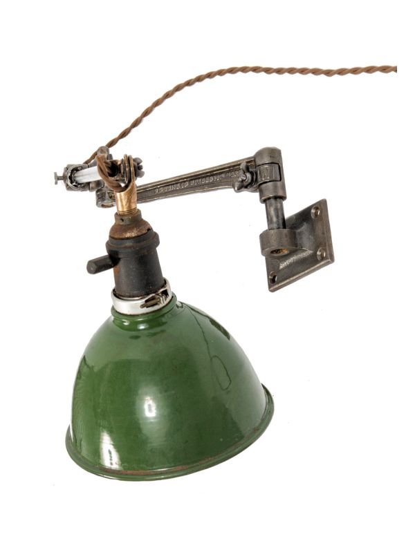 restored early 20th century hard to find wall-mount o.c. white articulating lamp from wrigley chewing gum factory 