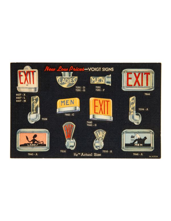 rare late 1930s american art deco voigt sign company illuminated lounfe and exit sign product postcard 