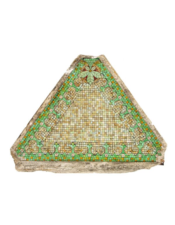 original american late 19th century downtown chicago historic fisher building interior lobby triangular-shaped mosaic tile cast plaster ceiling panel