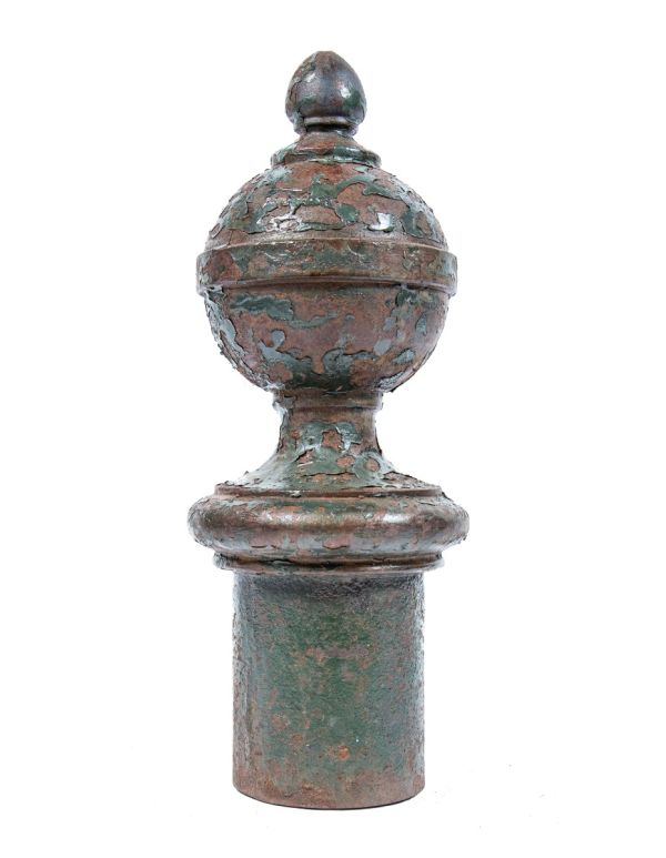 unique 1920s freestanding cast iron general electric street light or utility pole finial top with weathered paint finish 