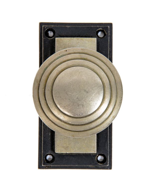 original holabird and root-designed streamlined style nickel-plated chicago board of trade building doorknob and backplate