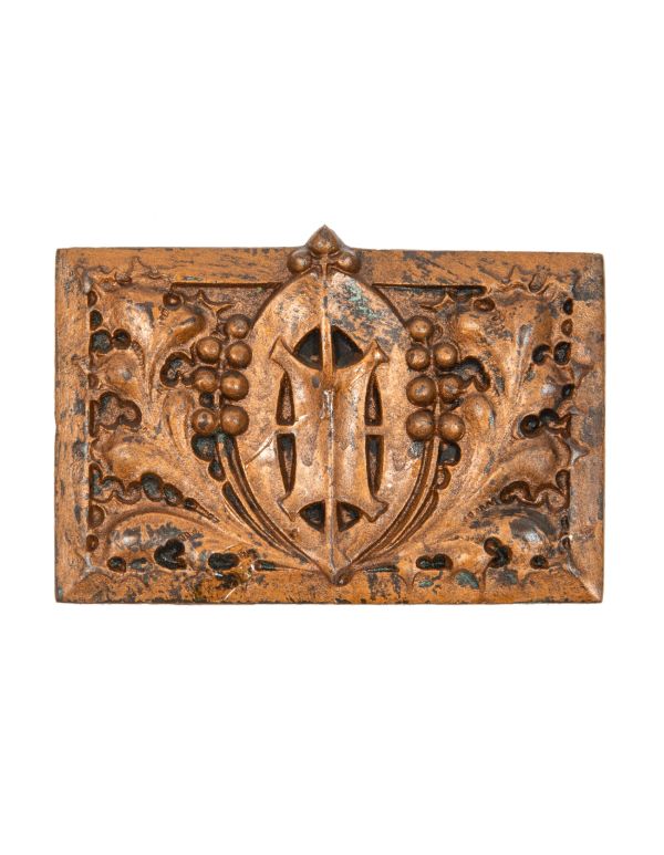 original 1936 george grant elmslie-designed ornamental cast bronze oliver p. morton wall sconce plaque 