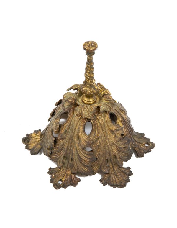 late 19th century cast brass interior wall sconce rosette and finial salvaged from burnham and root's first regiment armory building 
