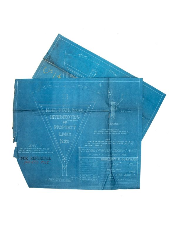 original alfred and weary company sidewalk marker blueprint made for the 1920 noel state bank 