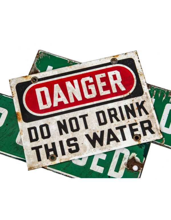 hard to find all original fisk generating station diminutive "do not drink water" porcelain enameled factory sign my ready-made sign company