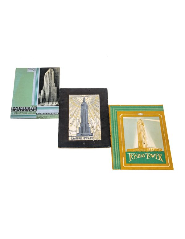 three historically important american ceremonial/rental booklets for the palmolive, foshay, and empire state buildings 
