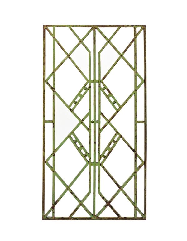 strongly geometric style original bruce goff-designed painted cast iron 1928 page storage warehouse exterior window grille 