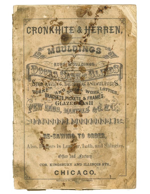 early 1870s original profusely illustrated cronkhite and herren chicago millwork catalog with rope moldings a specialty