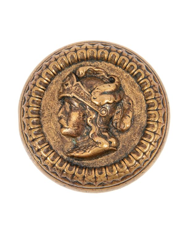 late 1870s hard to find original american metallic metal compression casting "plumed knight" figural bronze doorknob