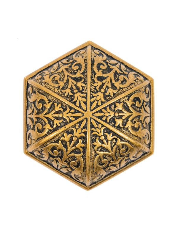 seldom found 1870's hexagonal-shaped ornamental cast bronze american victorian yale and towne residential doorknob