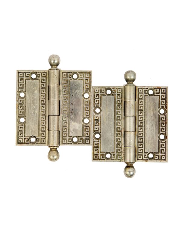 matching set of german silver-plated cast bronze marquette building door hinges designed by willam holabird