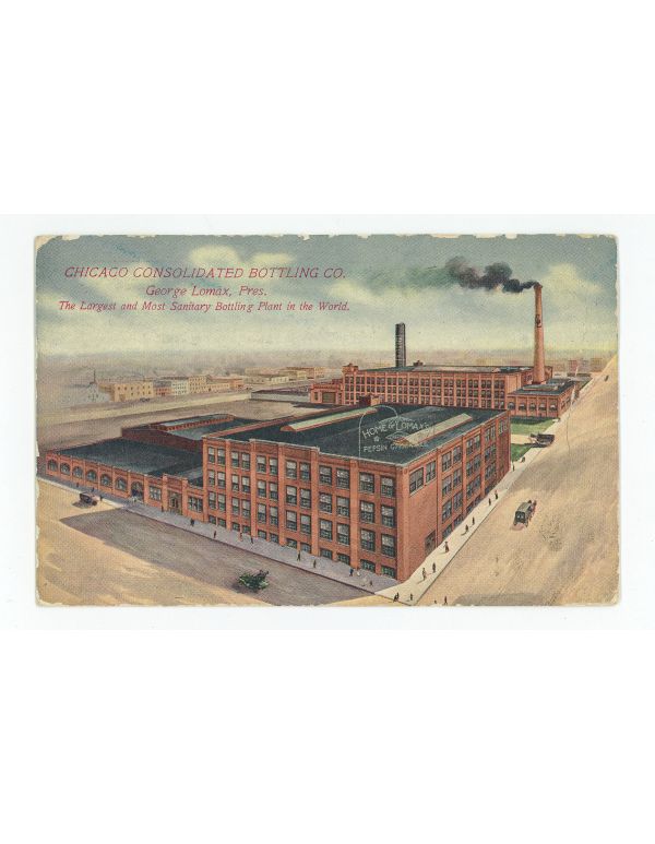 hard to find orginal george lomax's chicago consolidated bottling company post card