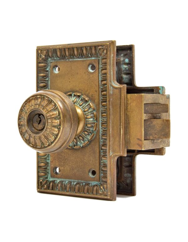 rare later 19th century original holabird and roche-designed custom cast bronze republic building office door unit lock 