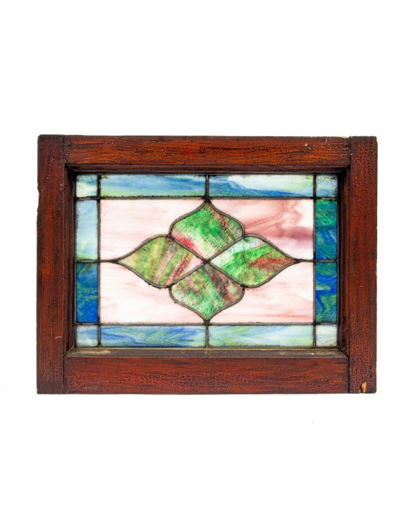 one of two matching early 20th century salvaged chicago bungalow diminutive variegated stained glass windows 
