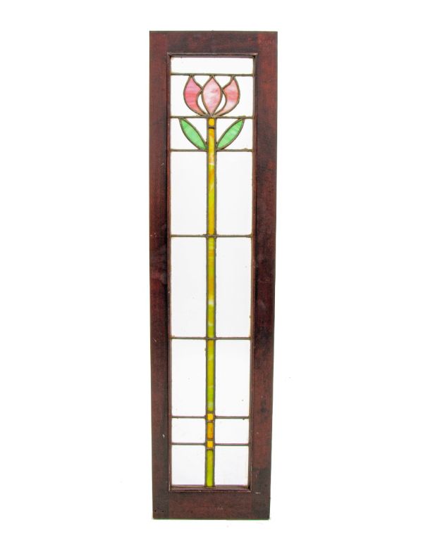original 1915-20 art nouveau style salvaged chicago interior cabinet door with leaded glass window 